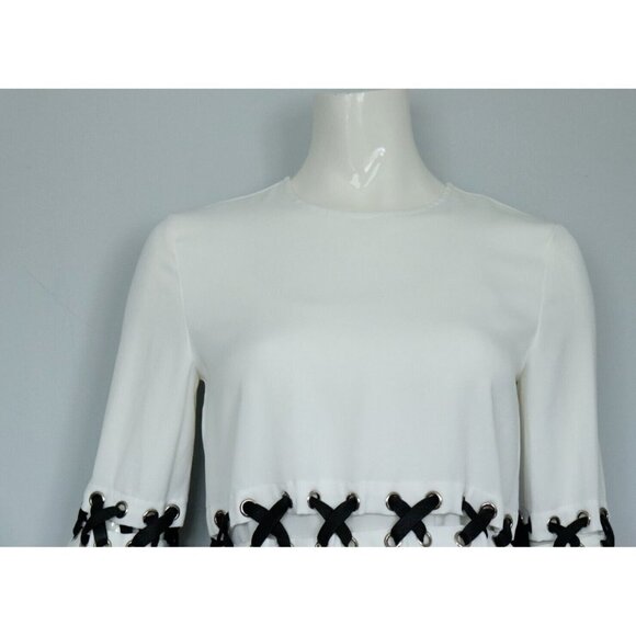 Prem The Label By Premonition Women's Size US 4 Small White Guns and Roses Top - Picture 3 of 8